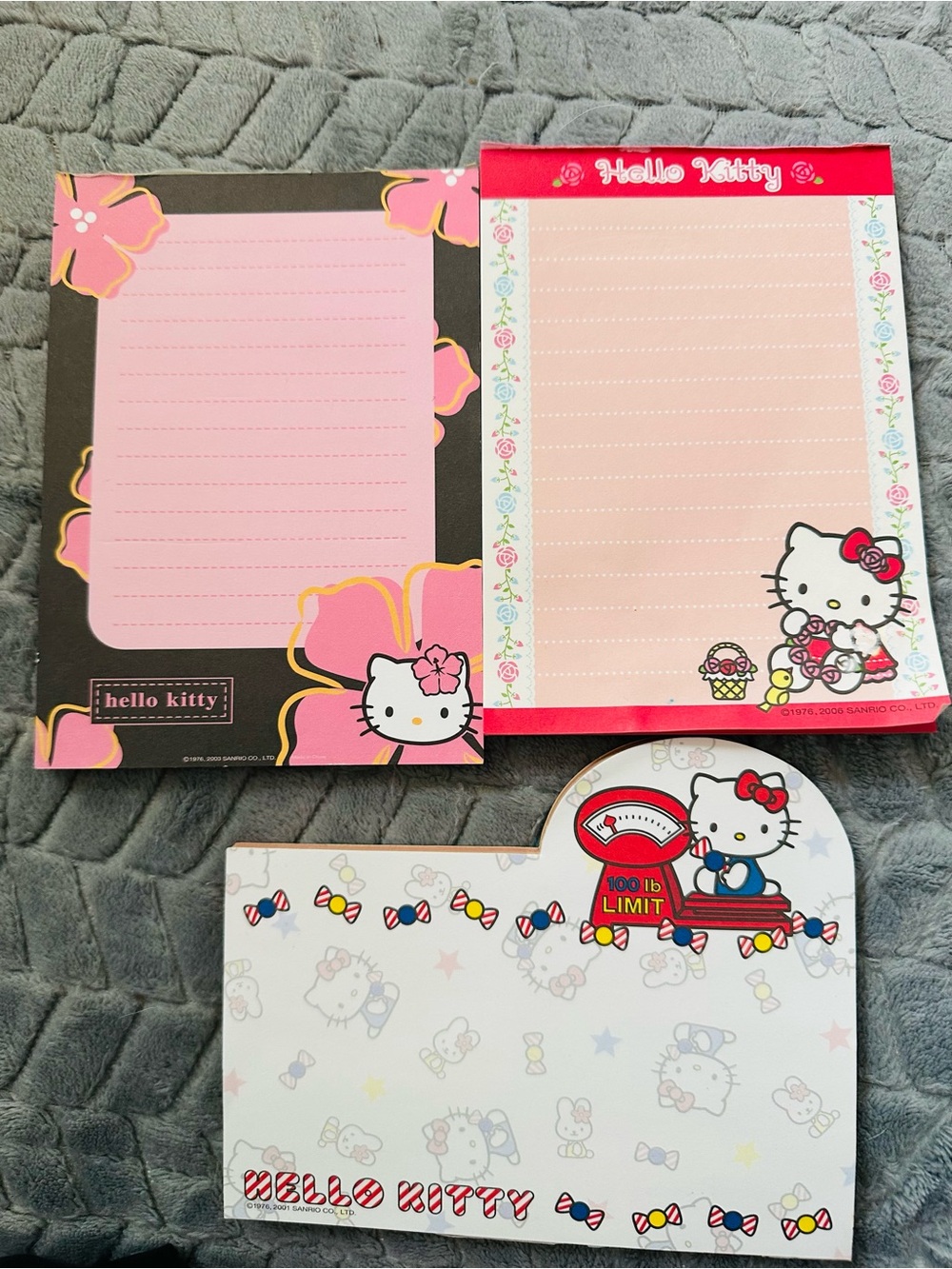 Hello Kitty Pink and Black Floral Notepad Trio